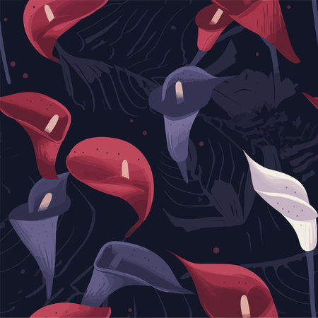Seamless pattern with calla lilies. Vector illustration.のイラスト素材