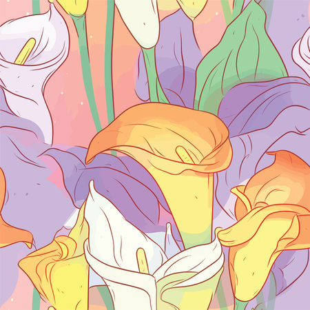 Seamless pattern with calla lilies. Vector illustration.のイラスト素材