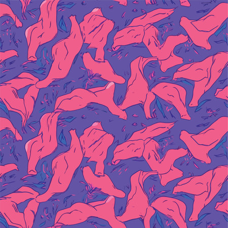 Seamless pattern with pink and blue flowers. Vector illustration.