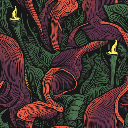 Seamless pattern with hand drawn calla lilies. vector illustrationのイラスト素材