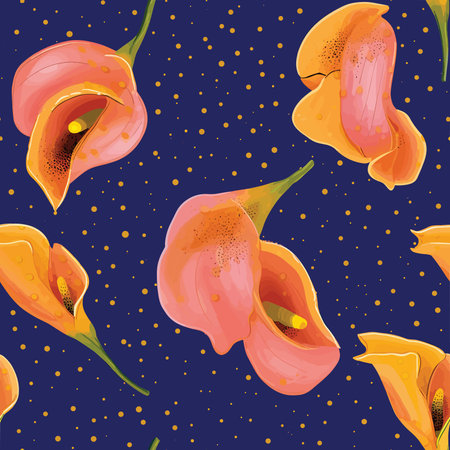 Seamless pattern with calla lilies. Vector illustration.のイラスト素材