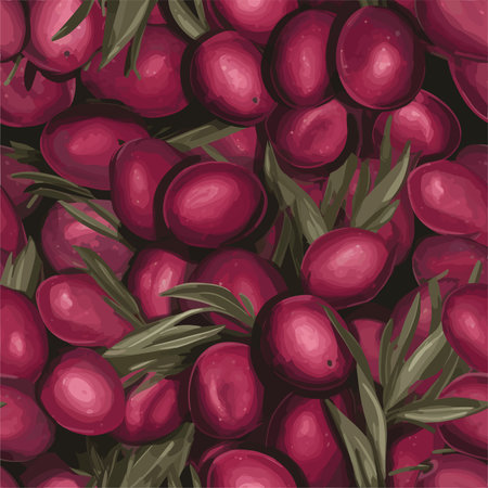 Hand drawn seamless pattern with cranberries. Vector background with berries.のイラスト素材