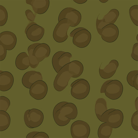 Seamless pattern with coffee beans on a green background. vector illustrationのイラスト素材