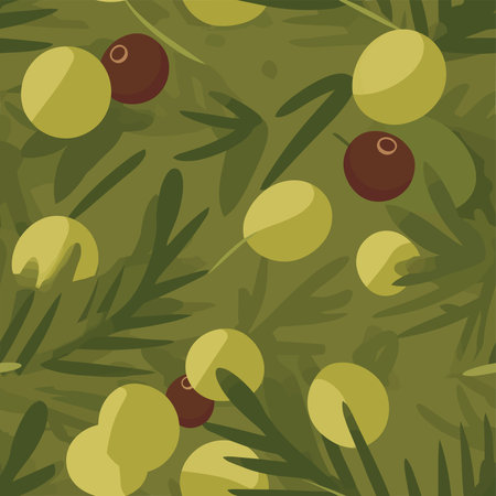 Seamless pattern with olives. Vector illustration in flat style.のイラスト素材