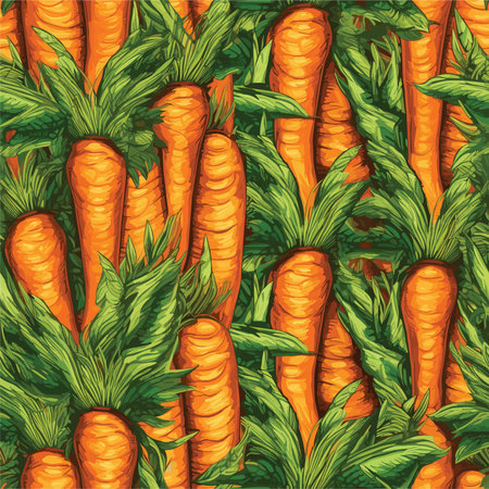 Seamless pattern with fresh carrots. Vector illustration in retro style.