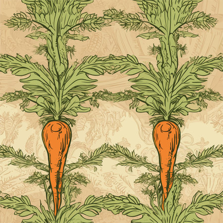 Seamless pattern with carrots. Hand drawn vector illustration in vintage style.のイラスト素材