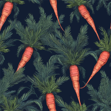 Seamless pattern with fresh carrots. Vector illustration in vintage style.