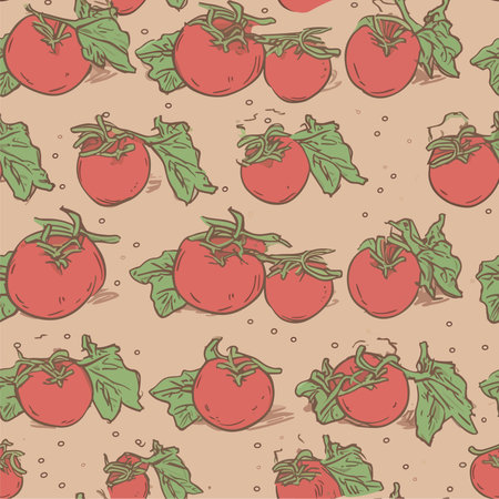 Seamless pattern with hand drawn tomatoes. Vector Illustration.のイラスト素材