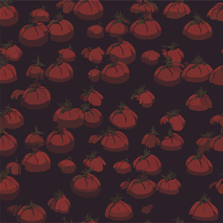 Seamless pattern with tomatoes on a dark background. vector illustrationのイラスト素材