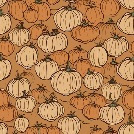 Seamless pattern with pumpkins. Hand-drawn illustration.のイラスト素材