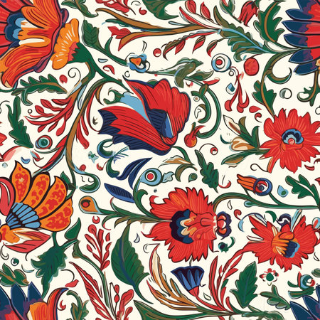 Seamless pattern with decorative flowers and leaves. Vector illustration.のイラスト素材