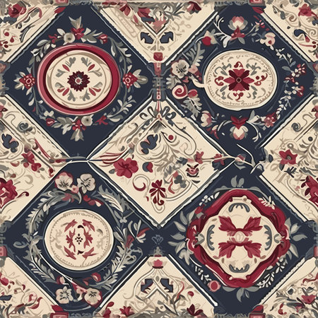 Seamless pattern with decorative elements. Can be used for wallpaper, pattern fills, web page...