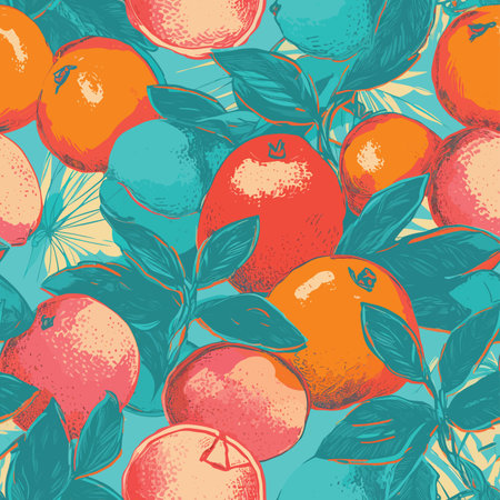 Seamless pattern with oranges and mandarins. Vector illustration.のイラスト素材