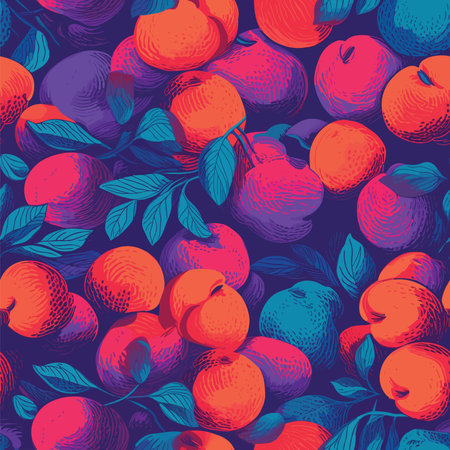 Seamless pattern with red apples and leaves. Vector illustration.のイラスト素材