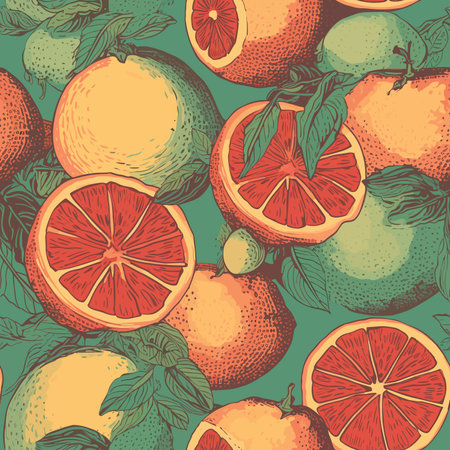 Seamless pattern with orange and grapefruit. Vector illustration.のイラスト素材