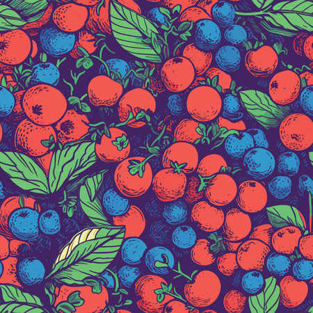Seamless pattern with berries and leaves. Vector illustration for your designのイラスト素材