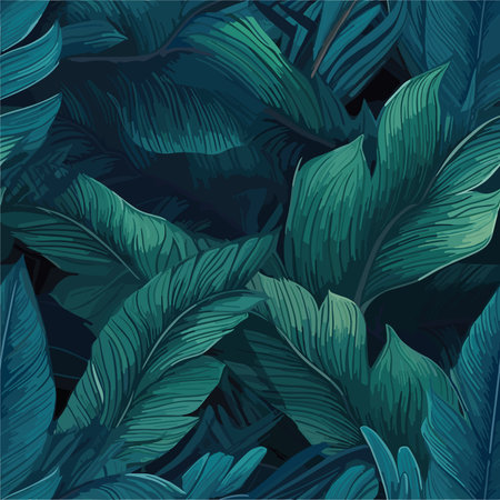 Tropical leaves seamless pattern. Exotic background with palm leaves.のイラスト素材