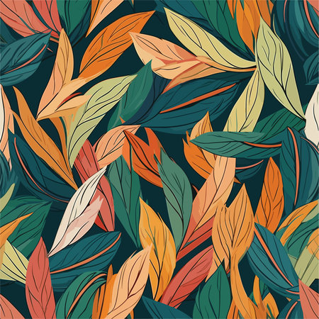 Seamless pattern with leaves. Floral background. Vector illustration.のイラスト素材