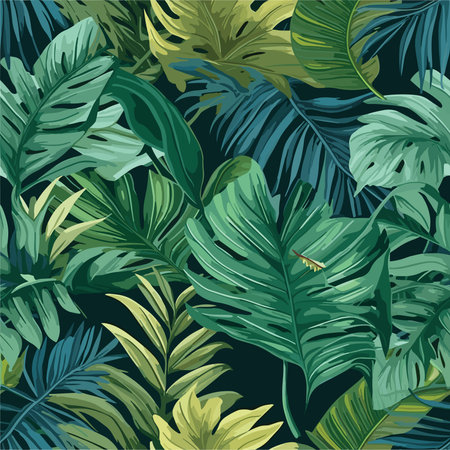 Seamless pattern with monstera leaves. Tropical background. Vector illustration.のイラスト素材
