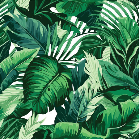 Seamless pattern with tropical leaves. Vector illustration for your designのイラスト素材