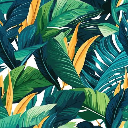 Seamless pattern with tropical leaves. Vector illustration. EPS 10のイラスト素材