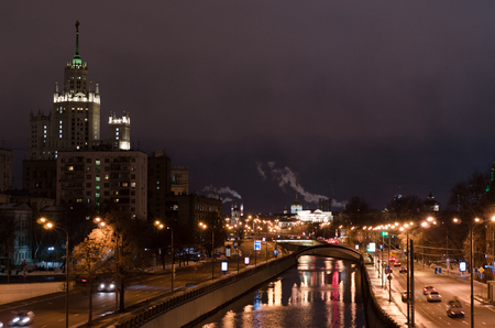 night city in winter timeのeditorial素材