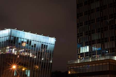night buildings lights long exposure