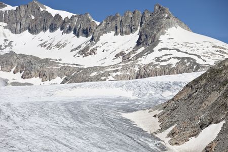 Rhone Glacier, a glacier in the Swiss Alps, Switzerland, Europeの写真素材