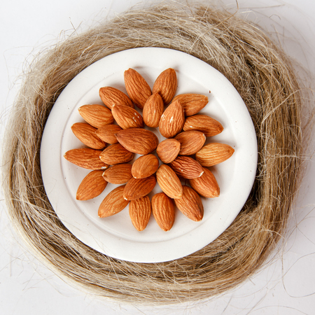 Almond on a plateの写真素材