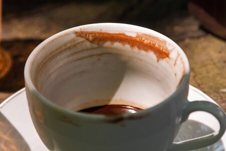  wiev to empty and finished cup of Turkish coffeeの写真素材