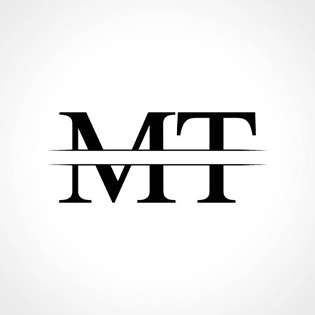 Initial MT letter Logo Design vector Template. Abstract Black Letter MT logo Designのイラスト素材
