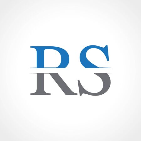 Abstract Letter RS Logo Design Vector Template. Creative Blue and Grey Colors RS Letter Logo Designのイラスト素材