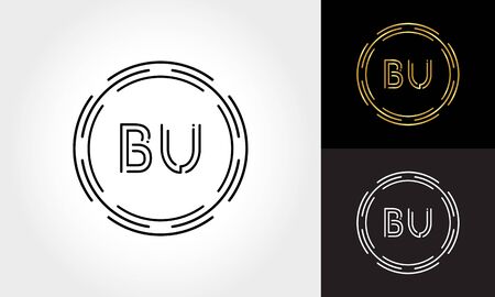 Initial Letter BU Logo Creative Typography Vector Template. Digital Abstract Letter BU Logo Designのイラスト素材