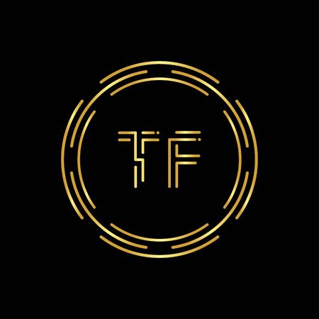 Initial Letter TF Logo Creative Typography Vector Template. Circle Letter TF Logo Designのイラスト素材