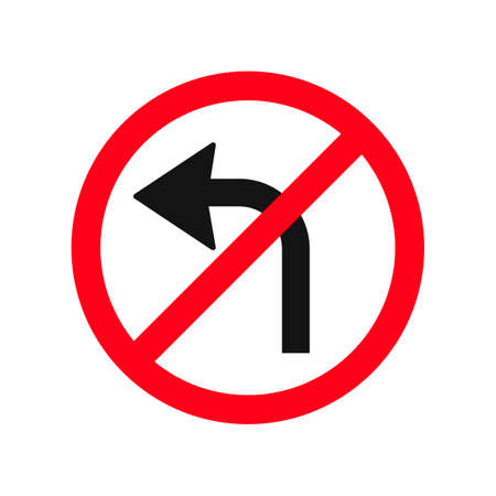 Turn left glyph icon road sign vector illustration in white background. Turn left icon signのイラスト素材