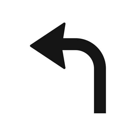Turn left glyph icon road sign vector illustration in white background. Turn left icon signのイラスト素材