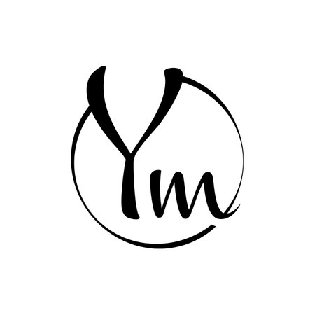 YM letter Logo Design vector Template. Abstract Script Letter YM Vector Illustrationのイラスト素材