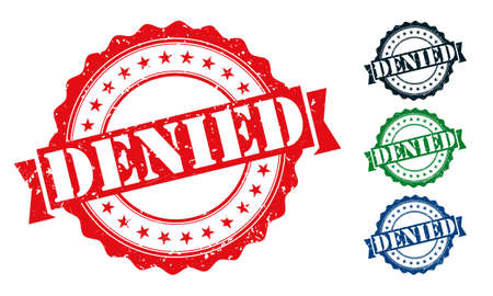 Denied Rubber Stamp around Grunje on White Background. Denied Sign Design Vector Illustration.のイラスト素材