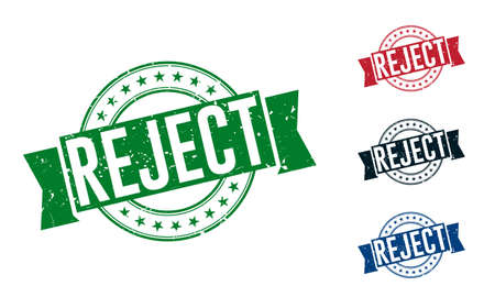 Rejected Rubber Stamp around Grunje on White Background. Rejected Sign Design Vector Illustration.のイラスト素材