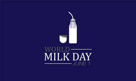 World Milk Day Vactor Banner Background Illustration. Awareness Campaign Vector Background, Banner, Poster, Card Template.のイラスト素材