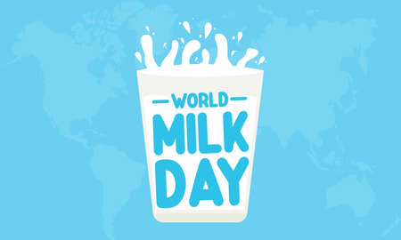 World Milk Day Vactor Banner Background Illustration. Awareness Campaign Vector Background, Banner, Poster, Card Template.のイラスト素材