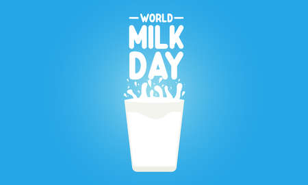 World Milk Day Vactor Banner Background Illustration. Awareness Campaign Vector Background, Banner, Poster, Card Template.のイラスト素材