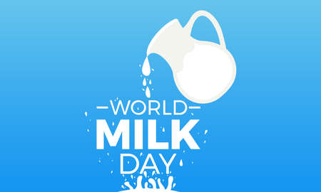 World Milk Day Vactor Banner Background Illustration. Awareness Campaign Vector Background, Banner, Poster, Card Template.のイラスト素材