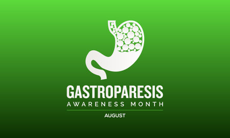 Gastroparesis awareness month vector banner, poster, background template observed on august. Health messages about gastroparesis, treatment.のイラスト素材