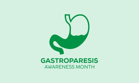 Gastroparesis awareness month vector banner, poster, background template observed on august. Health messages about gastroparesis, treatment.のイラスト素材