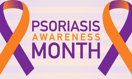 Psoriasis awareness month vector banner, poster, card, background awareness template observed on august each year.のイラスト素材