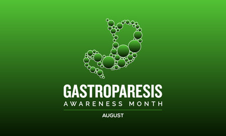 Gastroparesis awareness month vector banner, poster, background template observed on august. Health messages about gastroparesis, treatment.のイラスト素材
