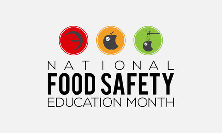 National food safety education month banner, poster, card, background design. Observed on september each year.のイラスト素材