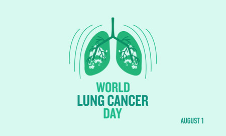 World lung cancer day observed on august. Banner, poster, card, background design. Raises awareness about lung cancer and its global impact.のイラスト素材