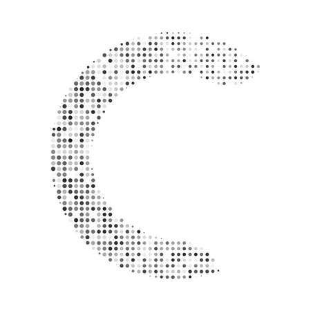 Triangle letter C in halftone. Letter illustration isolated on white background.のイラスト素材